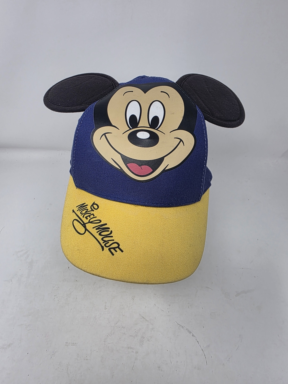 Disney Parks Mickey Mouse 3D Ears Graphic Snapback Hat Blue Yellow Youth Cap